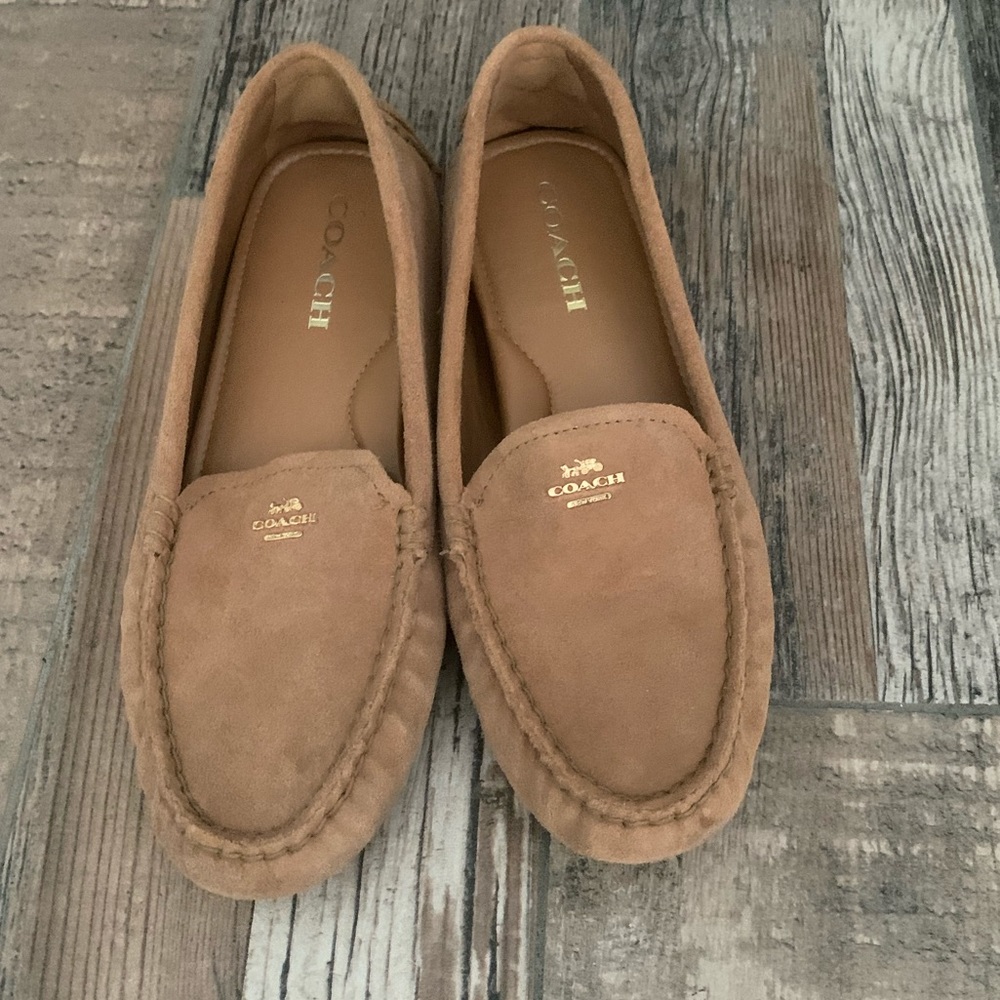 Coach camel Suede Flat Loafers